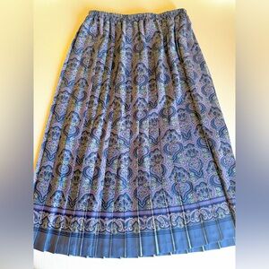 Vintage Leslie Fay Pleated Paisley Midi Skirt